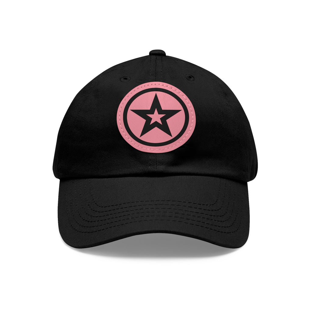 Star Patch Dad Hat  Leather Round Patch Baseball Cap