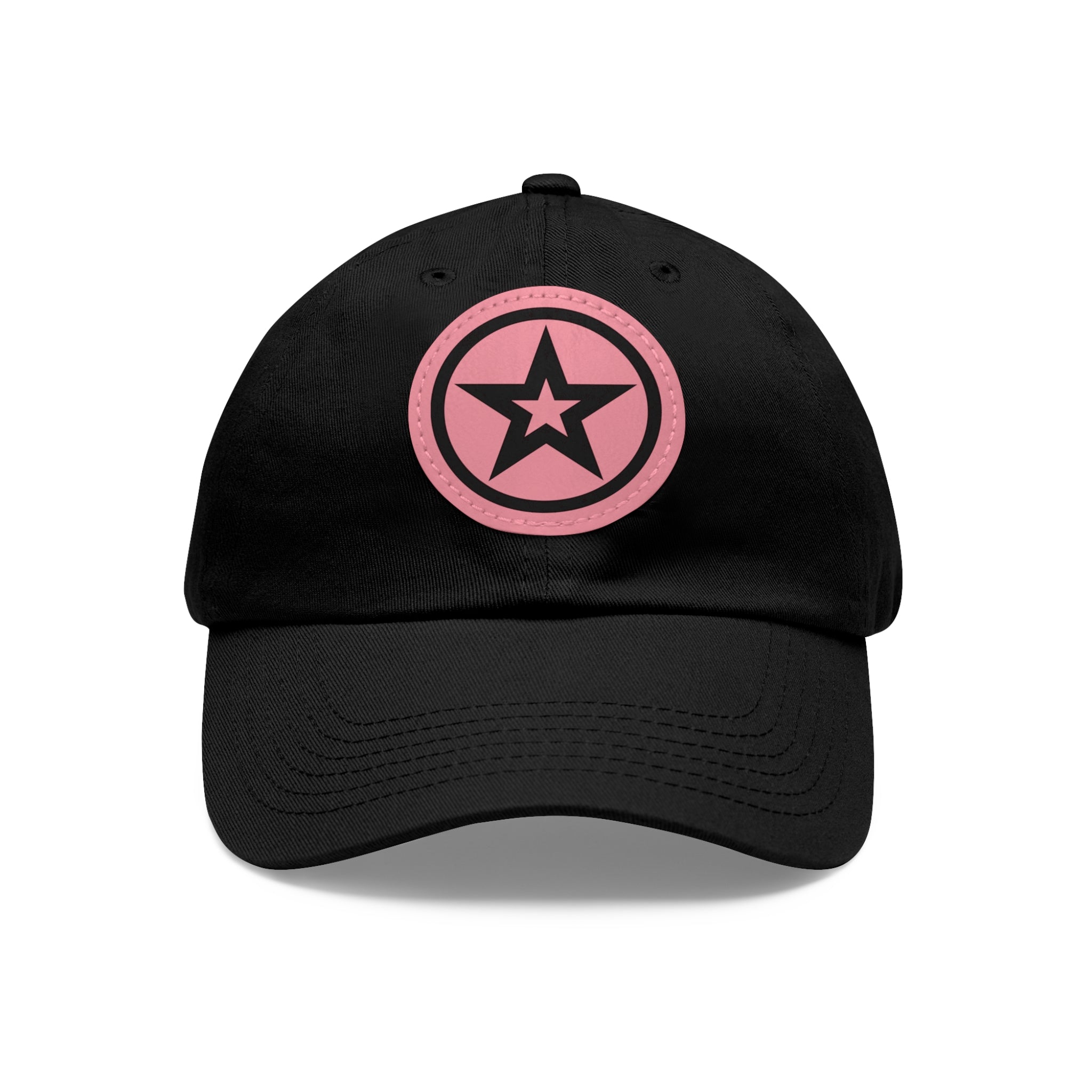 Star Patch Dad Hat  Leather Round Patch Baseball Cap
