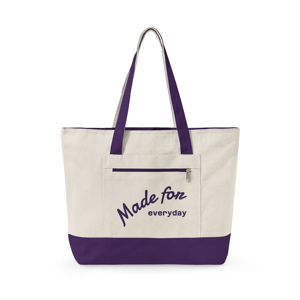 Made for everyday Zippered Canvas Tote | script text, neutral color