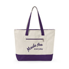 Made for everyday Zippered Canvas Tote | script text, neutral color