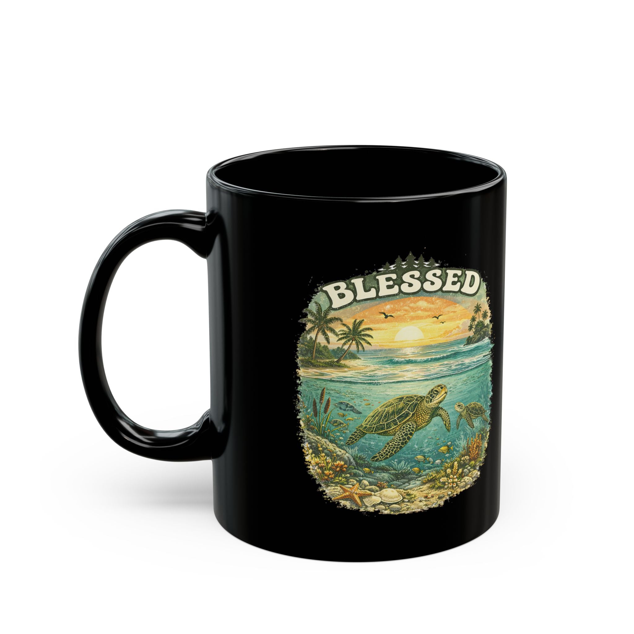Blessed Sea Turtle Mug Ocean Coffee Cup Christian Beach Nature Gift
