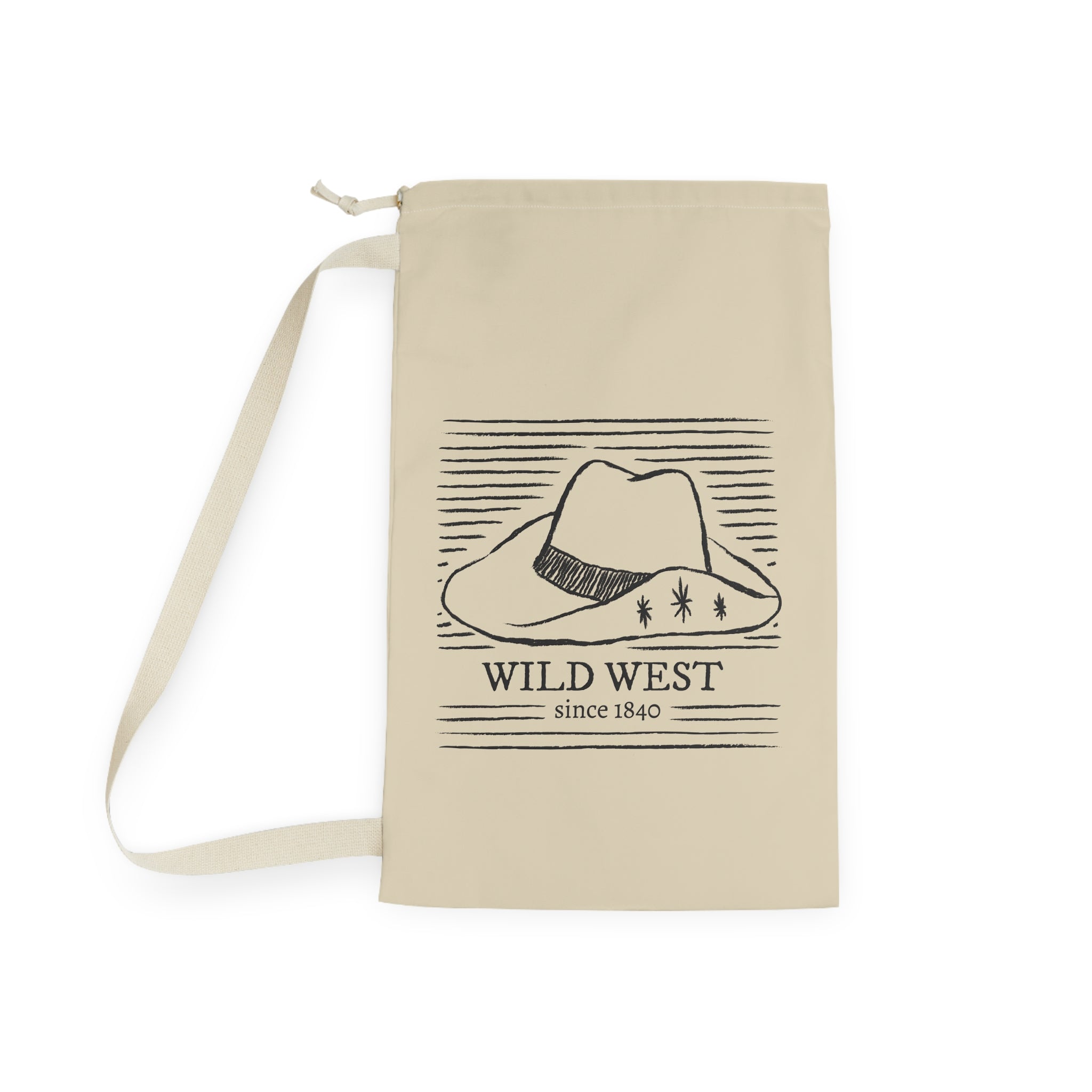 Wild West cowboy hat Laundry Bag | rustic western illustration, canvas drawstring