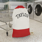 Red Stripe Personalized Laundry Bag | Drawstring Canvas Laundry Sack