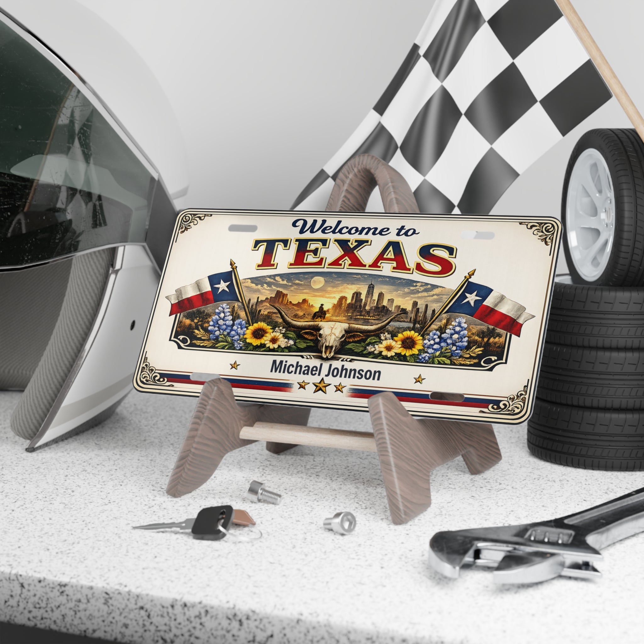 Personalized Texas License Plate Sign Custom Name Texas Wall Decor | Vintage Western USA Metal Sign