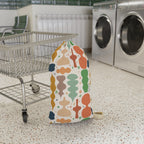 Abstract Shapes Laundry Bag | Retro Colorful Pattern, Drawstring Tote