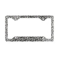 Floral License Plate Frame Black White Metal Car Frame Elegant Design