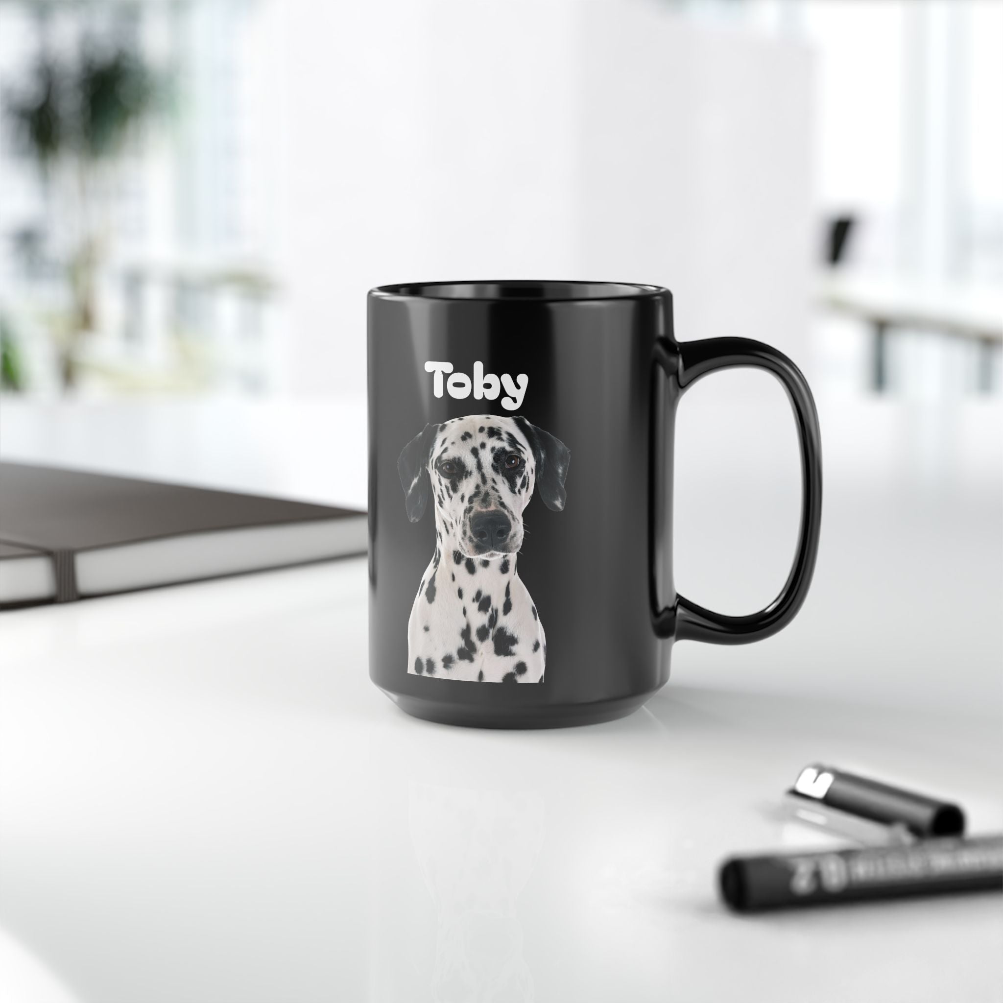 Personalized Pet Photo Mug  Custom Dog or Cat Picture Mug  Black Ceramic Coffee Cup 11oz 15oz  Pet Lover Gift