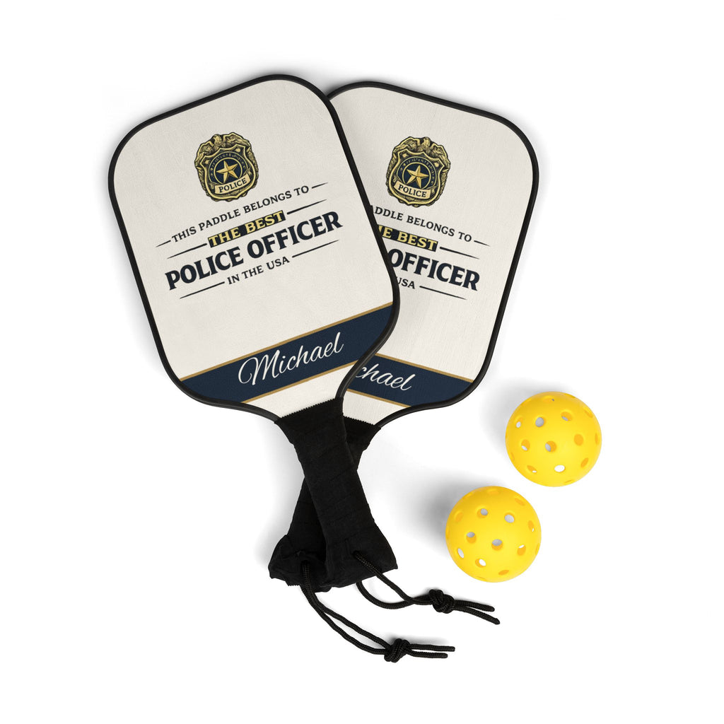 Personalized Police Officer Pickleball Paddle Set | Custom Cop Gift for Him | Law Enforcement Gift | Police Dad Birthday Present