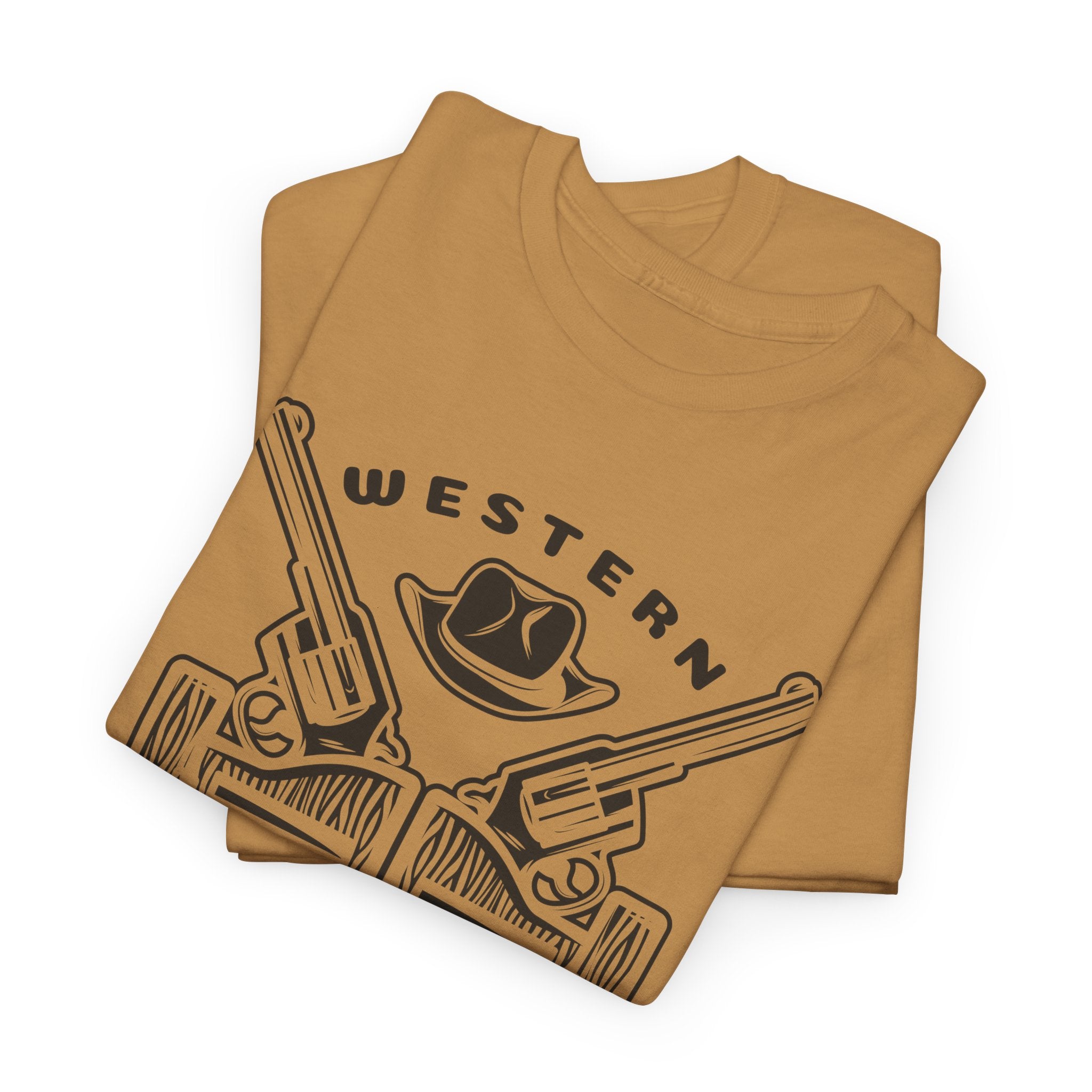 Western Saloon T-Shirt  Vintage Cowboy Guns & Hat Graphic Tee
