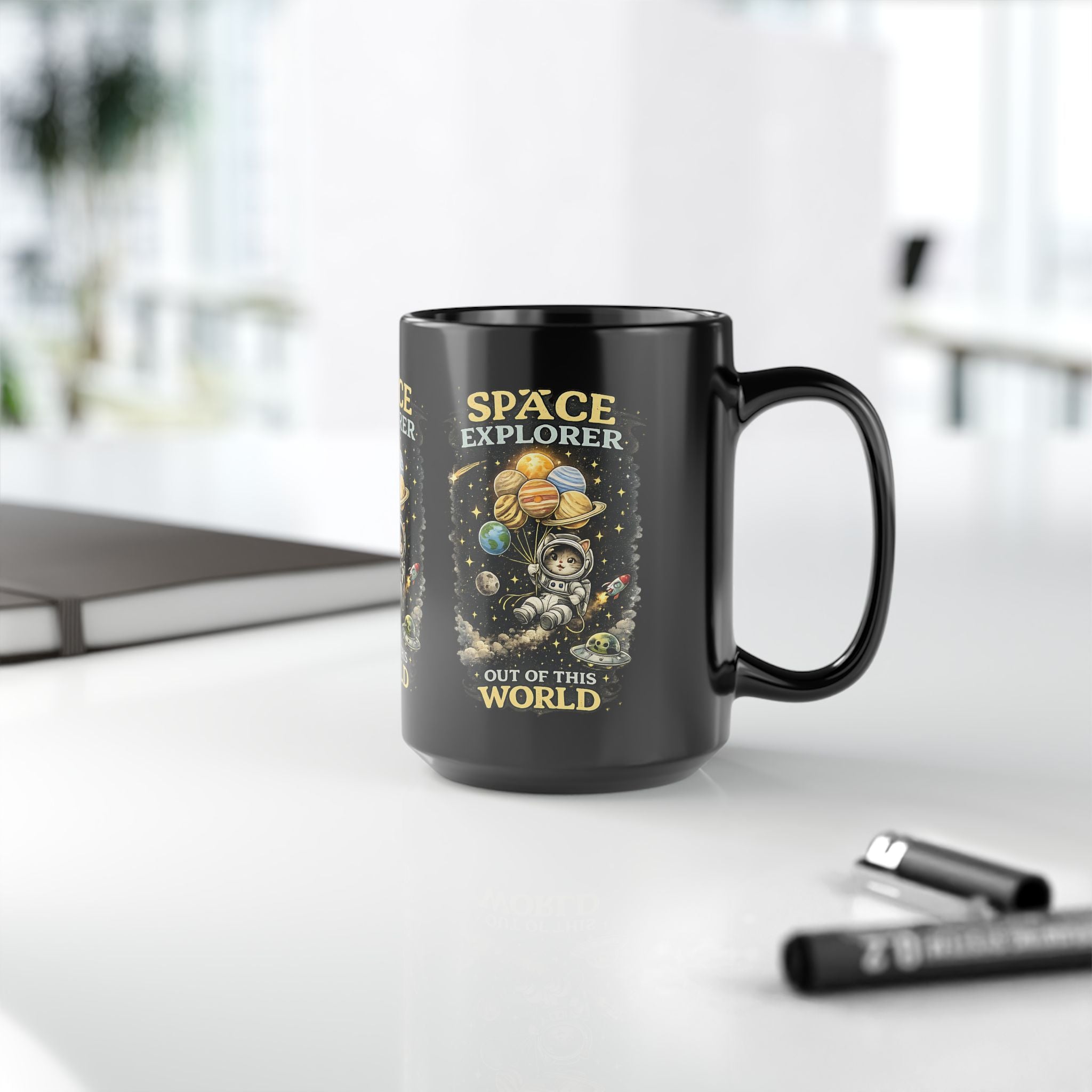Space Explorer Cat Mug Cute Astronaut Kitty Coffee Cup Out of This World Gift
