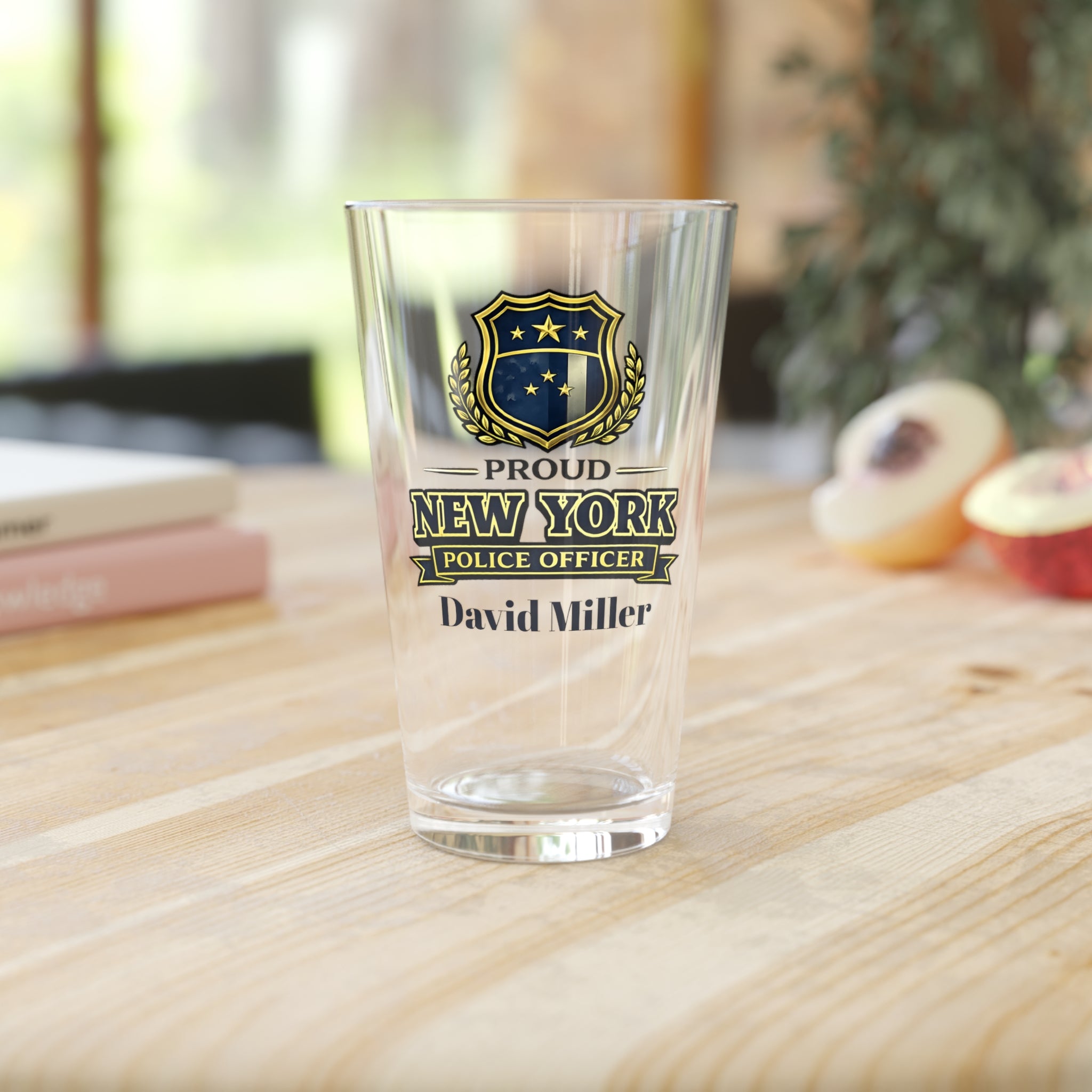 Personalized New York Police Officer Pint Glass 16oz, Custom NY Cop Gift, Police Retirement Gift, Law Enforcement Gift for Him