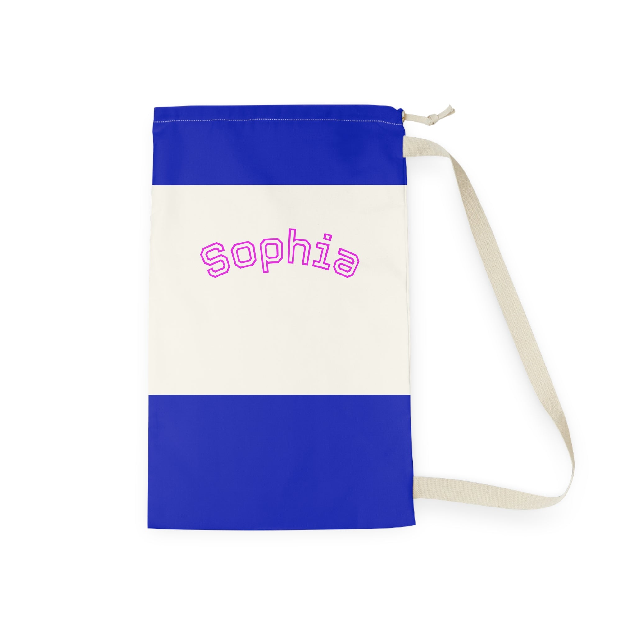 Pink Arched Name Laundry Bag | Personalized Canvas Laundry Bag
