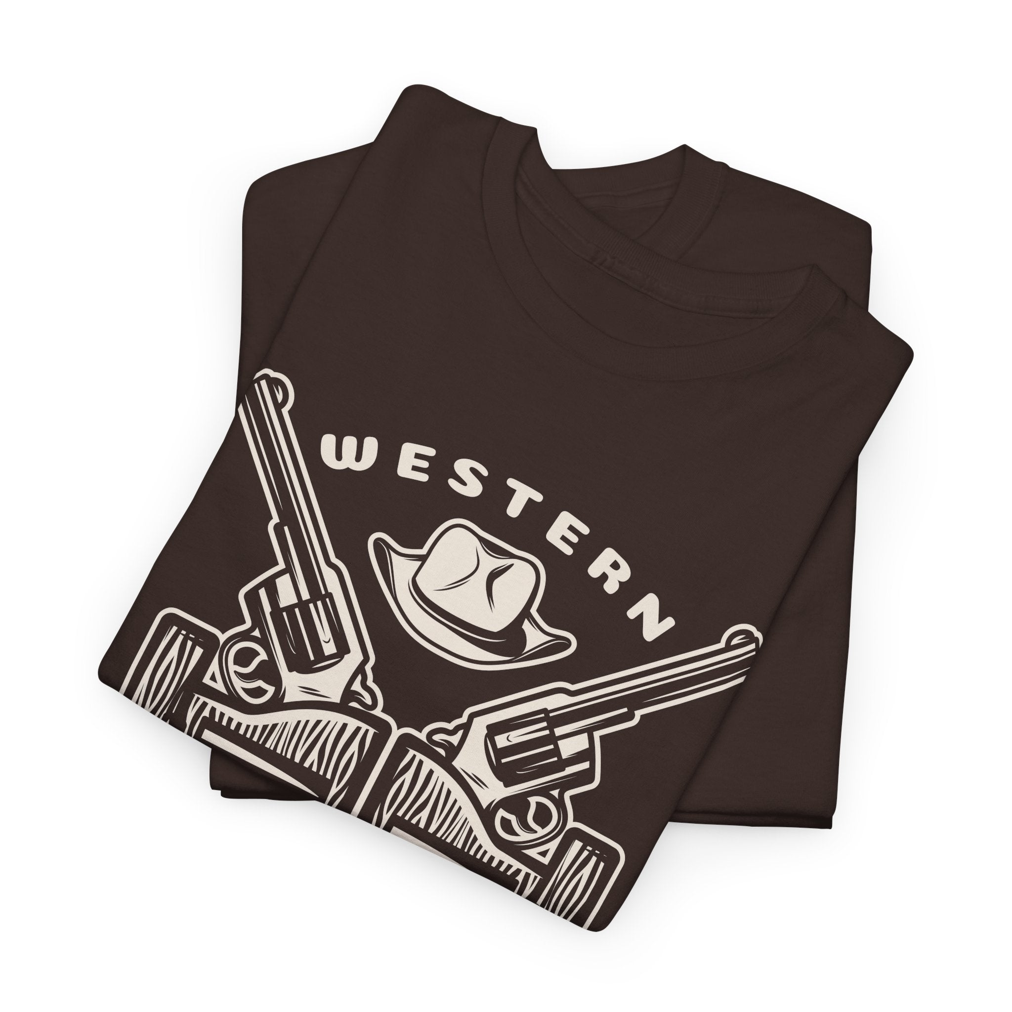 Western Saloon T-Shirt  Vintage Cowboy Guns & Hat Graphic Tee