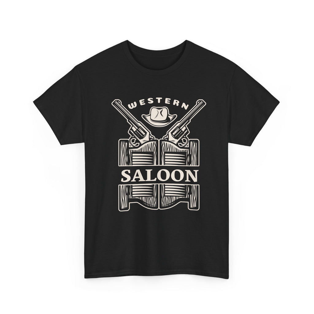 Western Saloon T-Shirt  Vintage Cowboy Guns & Hat Graphic Tee