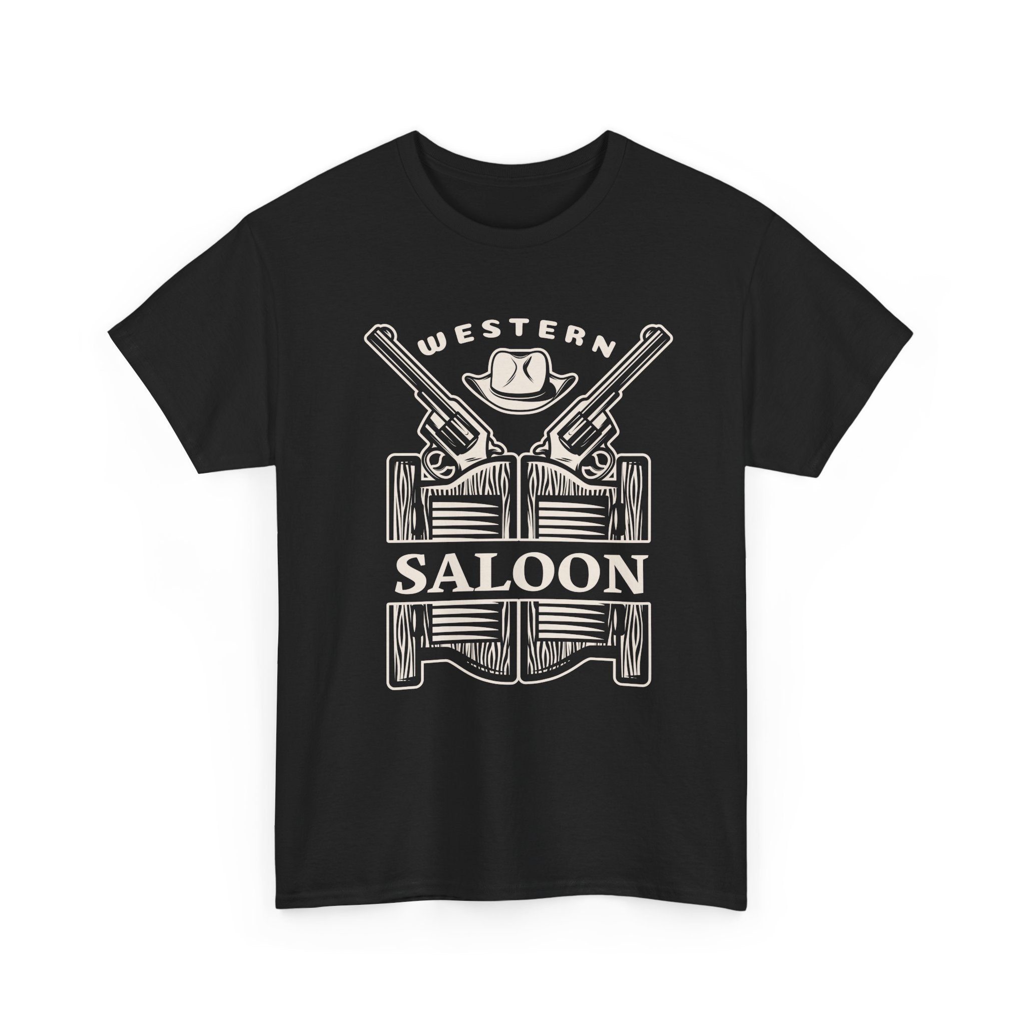 Western Saloon T-Shirt  Vintage Cowboy Guns & Hat Graphic Tee