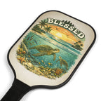 Blessed Sea Turtle Pickleball Paddle Set | Beach Sunset Coastal Paddle Gift