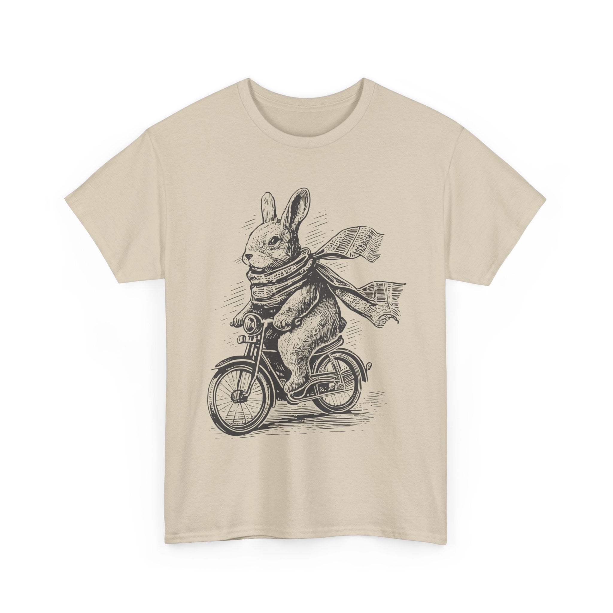 Cute Bunny Riding Bicycle T Shirt Funny Rabbit Illustration Tee Vintage Animal Shirt Gift for Animal Lovers
