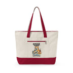 Sugar High Cat Illustration Zippered Tote | Cute Candy Cat Canvas Bag