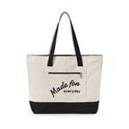 Made for everyday Zippered Canvas Tote | script text, neutral color