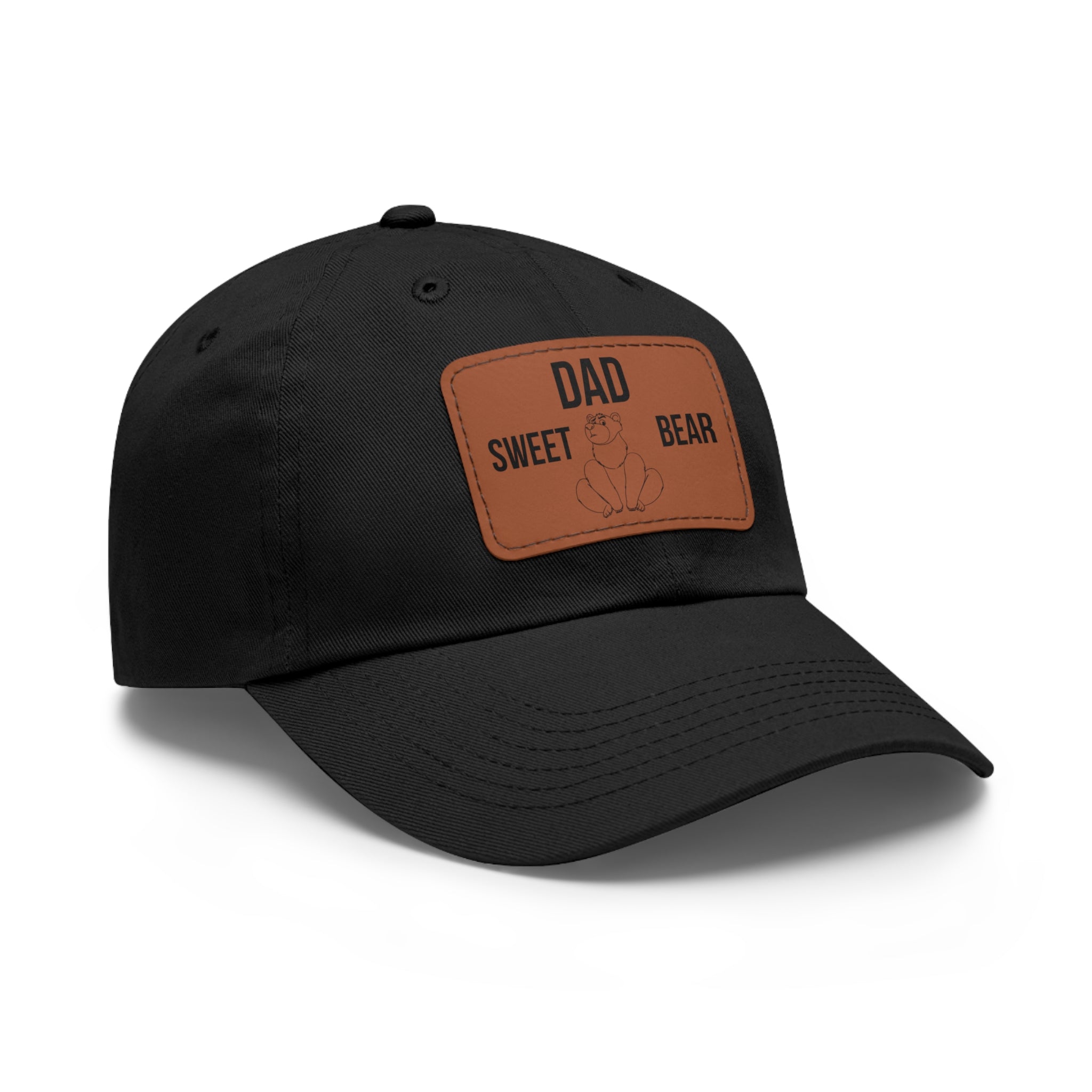 Dad Hat with Leather Patch Dad Sweet Bear Embroidered Cap