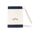Navy Block Monogram Laundry Bag | Personalized Drawstring Tote