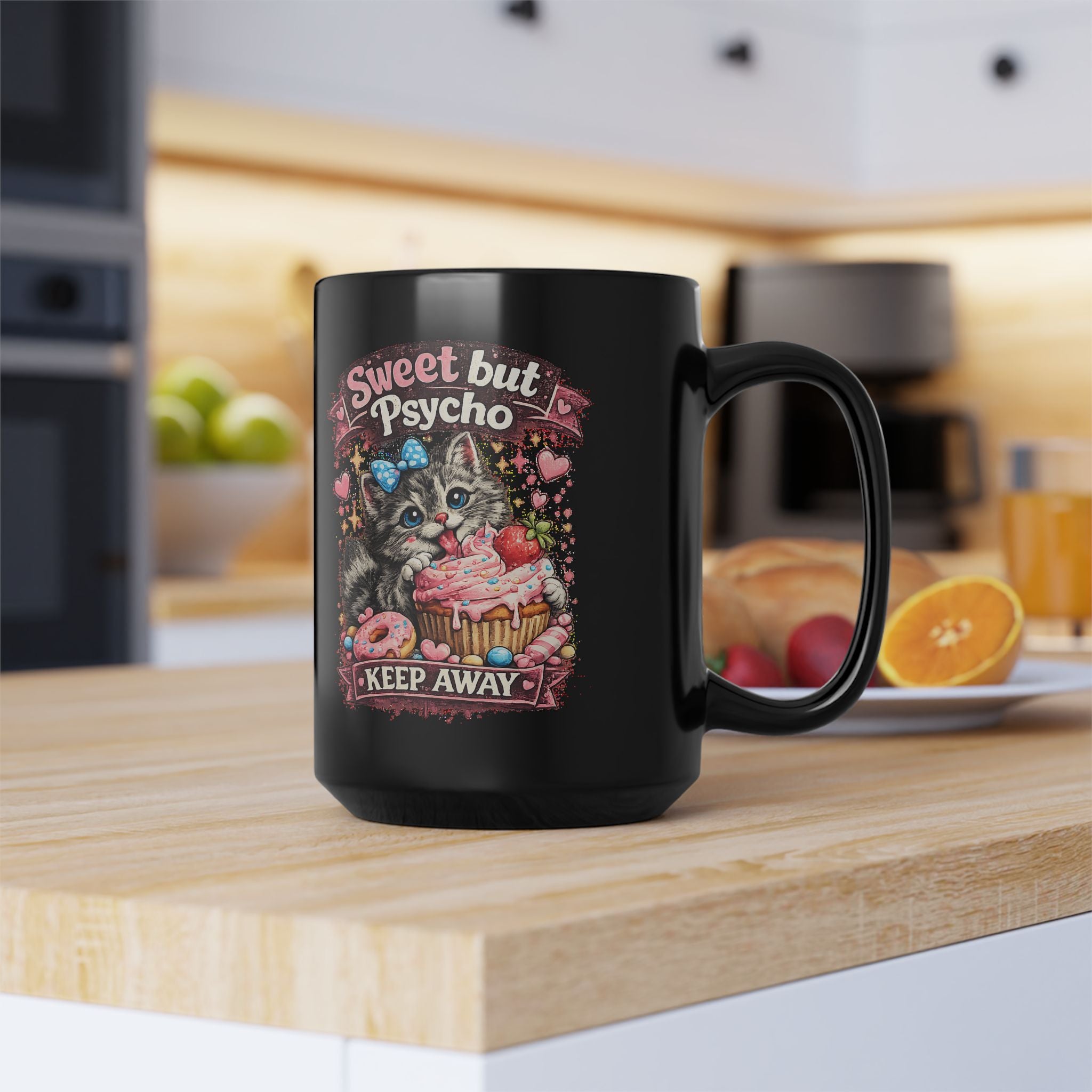 Sweet But Psycho Mug Cute Cat Coffee Cup Funny Kitty Humor Gift for Cat Lovers