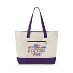 New York floral script Zippered Canvas Tote | city bouquet design