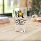 Personalized Construction Worker Pint Glass  Proud Construction Worker Beer Glass with Custom Name  Contractor Gift for Him