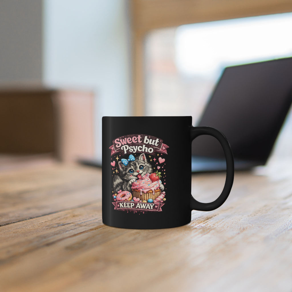 Sweet But Psycho Mug Cute Cat Coffee Cup Funny Kitty Humor Gift for Cat Lovers
