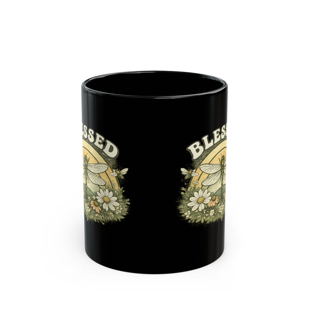 Blessed Dragonfly Mug Floral Faith Coffee Cup Boho Nature Gift for Her