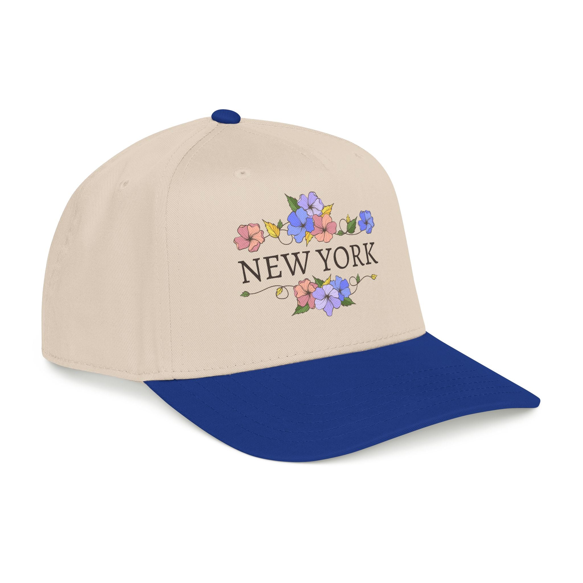 New York Floral Baseball Cap  Vintage Flower City Hat
