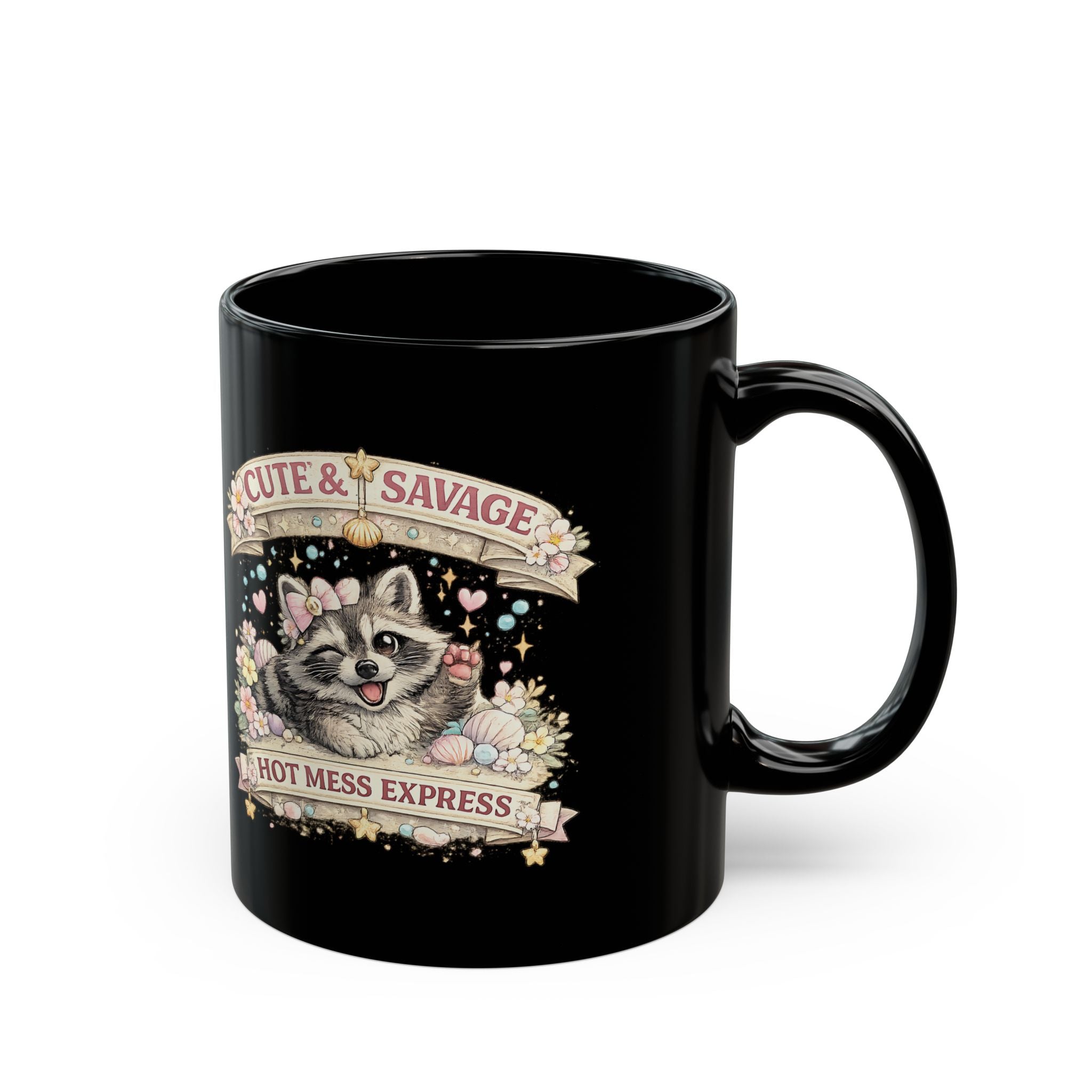 Cute and Savage Hot Mess Express Mug Funny Raccoon Coffee Cup Gift for Her