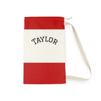 Red Stripe Personalized Laundry Bag | Drawstring Canvas Laundry Sack