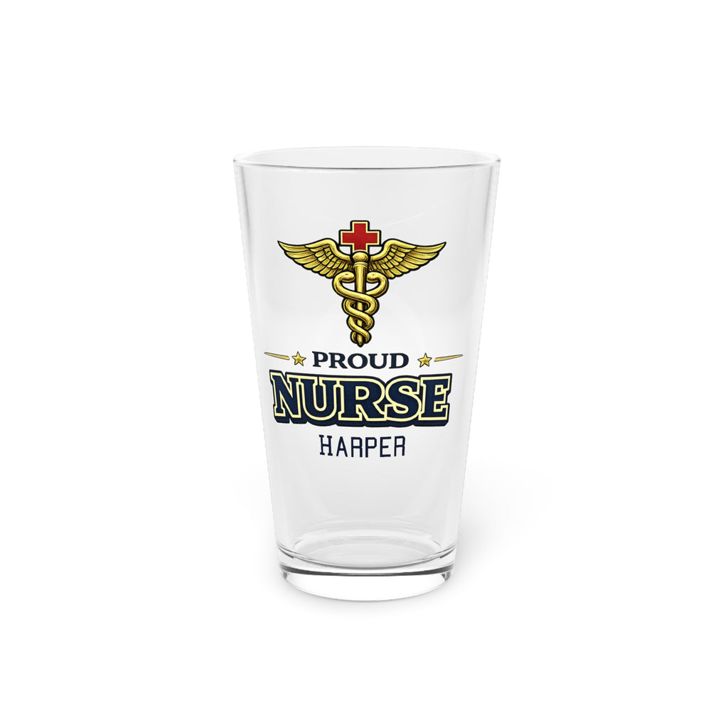 Personalized Nurse Pint Glass | Proud Nurse Gift with Name | RN Graduation Gift | Custom Nurse Beer Glass 16oz