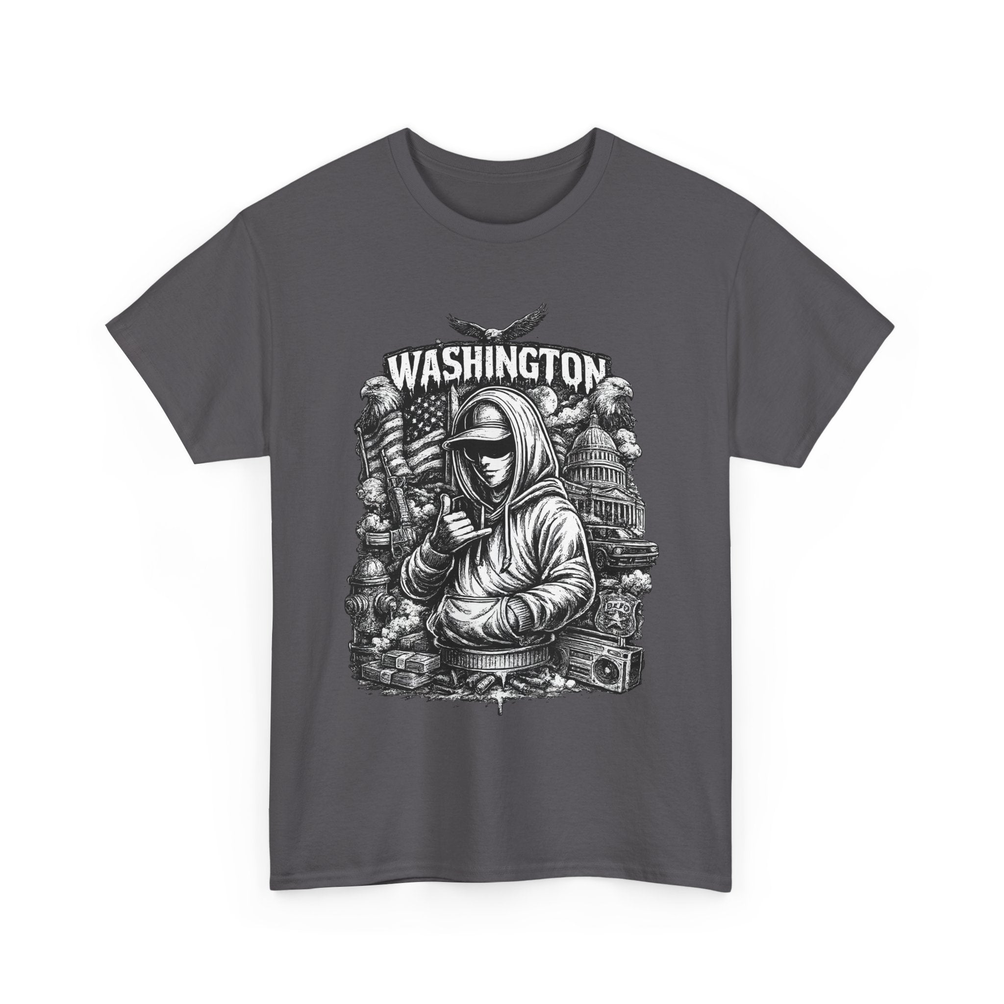 Washington DC T Shirt Streetwear Graphic Tee, Urban City Shirt Black, Dark Street Style Unisex Gift