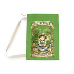 Crazy Plant Cat Laundry Bag | Cat Gardener Illustration, Green Drawstring