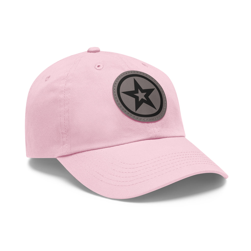 Star Patch Dad Hat  Leather Round Patch Baseball Cap