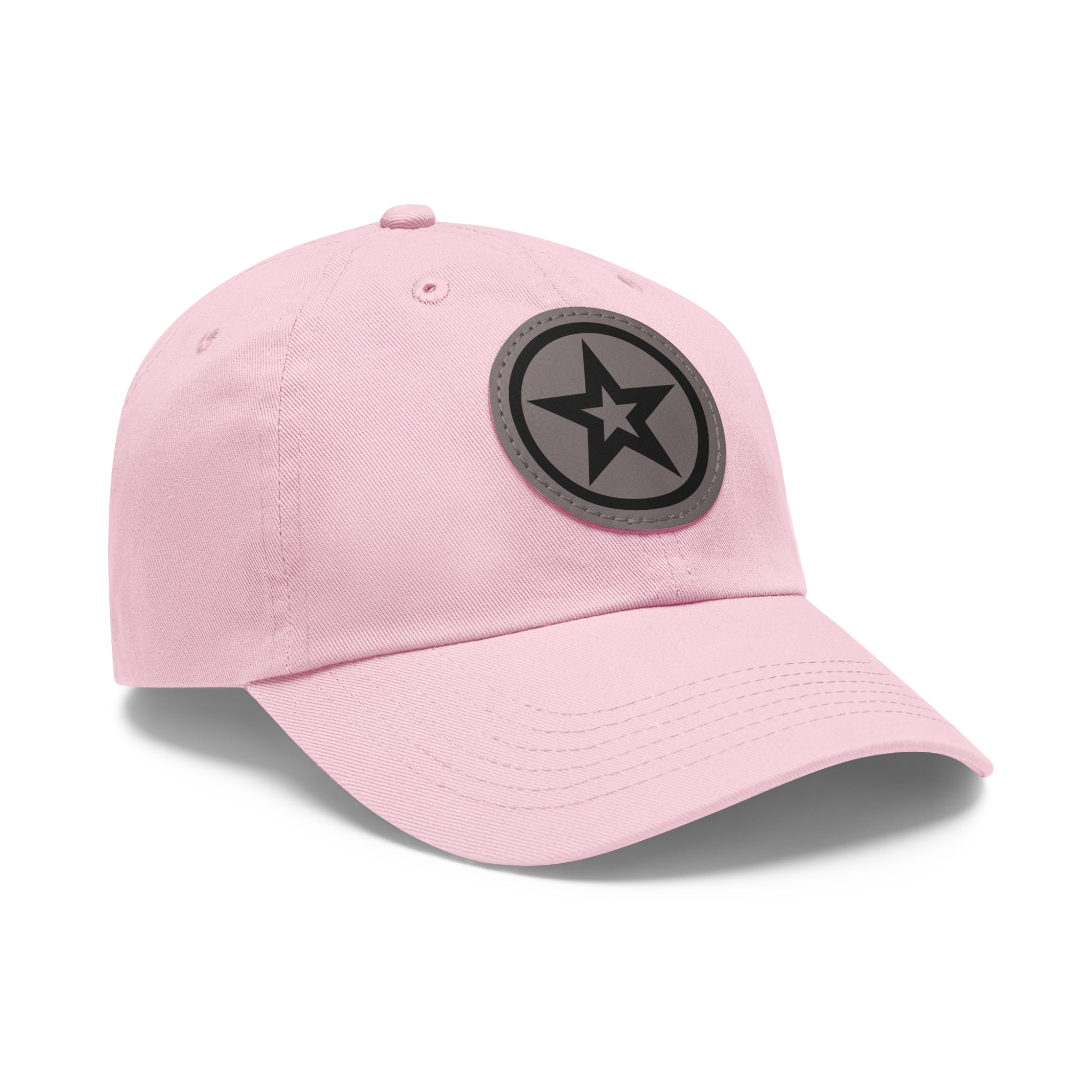 Star Patch Dad Hat  Leather Round Patch Baseball Cap