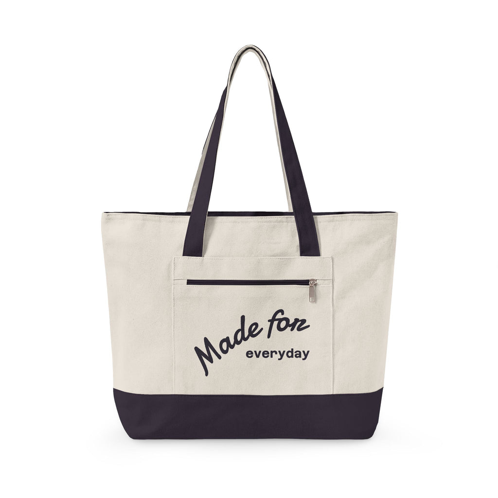 Made for everyday Zippered Canvas Tote | script text, neutral color