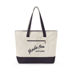Made for everyday Zippered Canvas Tote | script text, neutral color