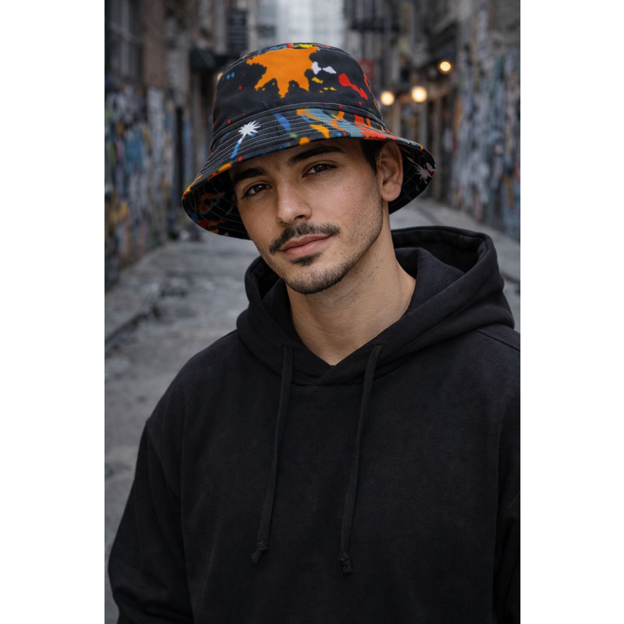 Paint Splatter Bucket Hat  Colorful Streetwear Sun Hat