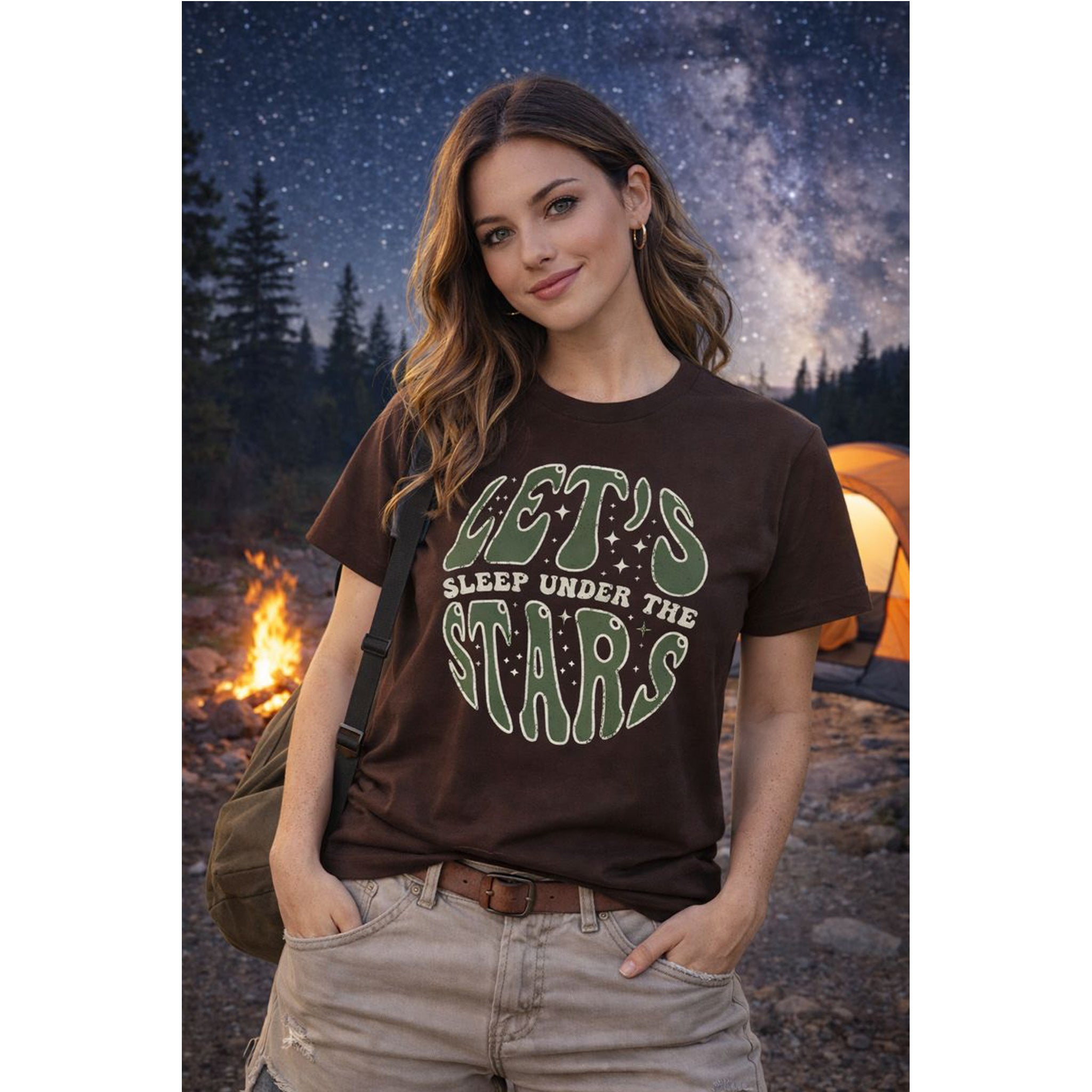 Lets Sleep Under the Stars T Shirt Camping Quote Tee Outdoor Nature Shirt Adventure Gift for Camp Lovers