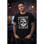 Crazy Gamer T Shirt Skull Gaming Tee Funny Gamer Shirt Video Game Gift for Gamers Streetwear Graphic Tee