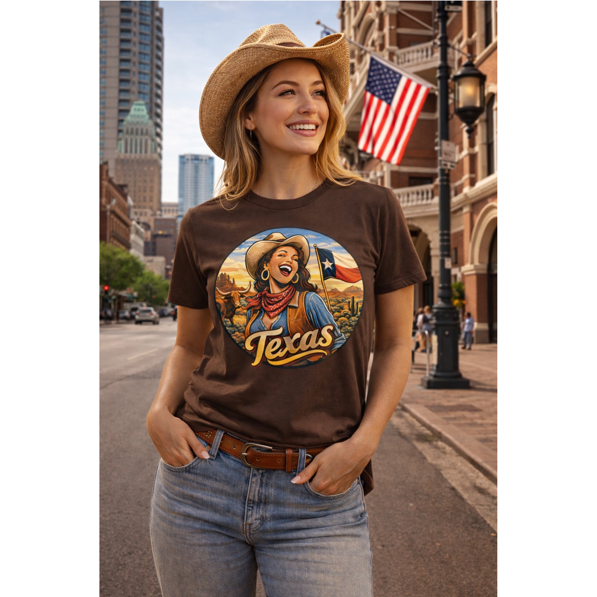 Texas Cowgirl T Shirt Vintage Western Graphic Tee, Texas Pride Shirt, Retro Cowboy Style Women Gift