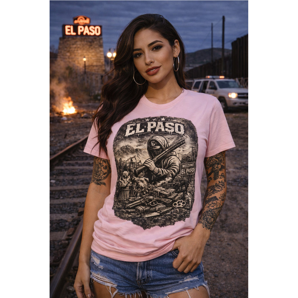 El Paso Texas T Shirt Streetwear Graphic Tee, Dark Urban Border City Shirt, Unisex Western Style
