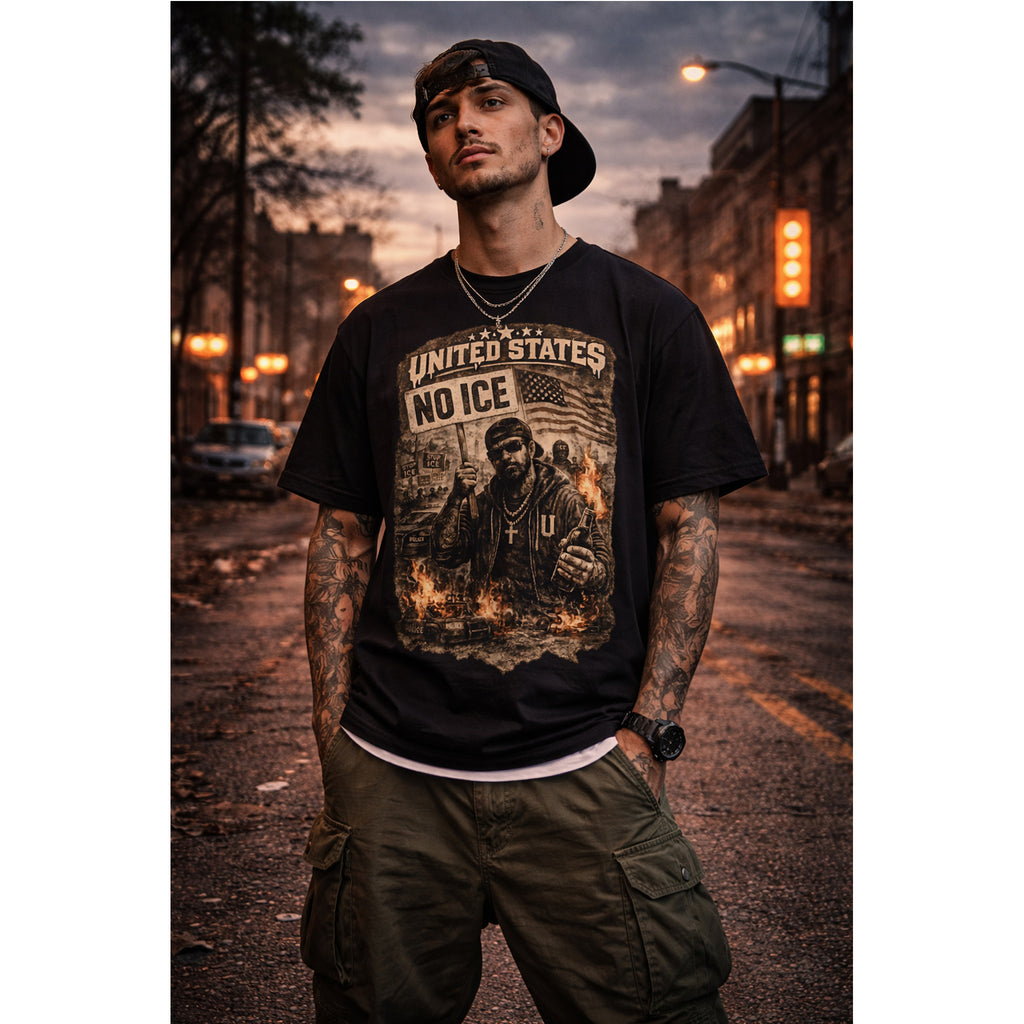 United States Streetwear T Shirt, No ICE Graphic Tee, Urban Protest Style Unisex Shirt