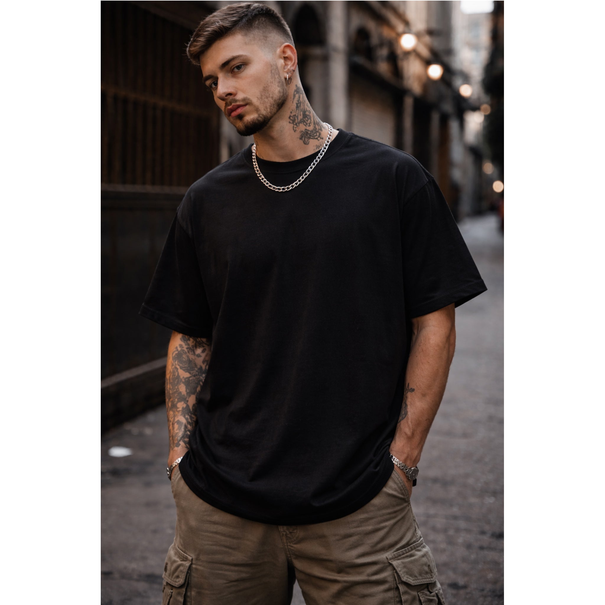 Hockey Streetwear T-Shirt Oversize Black  Urban Dark Graphic Tee Hip Hop Street Style Back Print Luxury