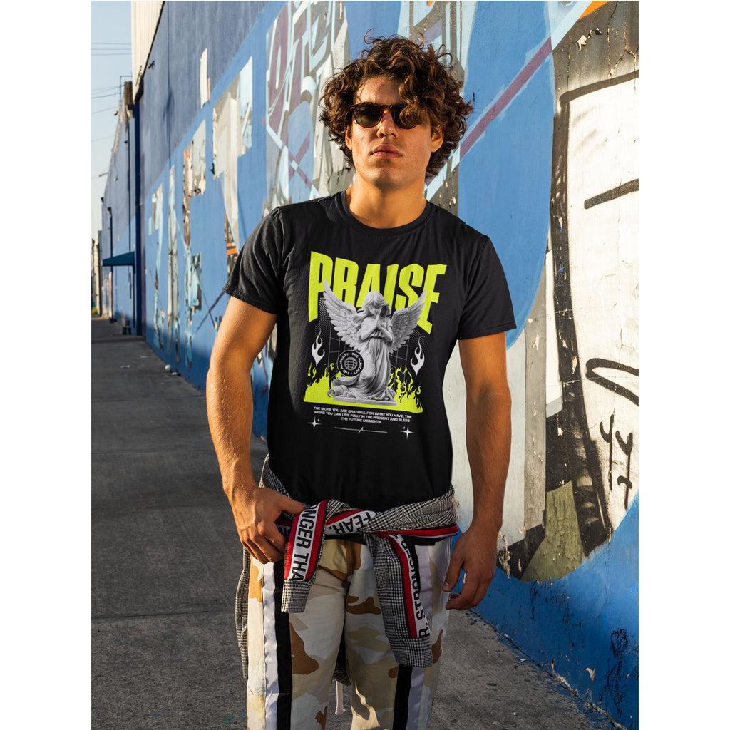 Praise Angel T Shirt Streetwear Graphic Tee, Urban Faith Shirt, Inspirational Angel Tee