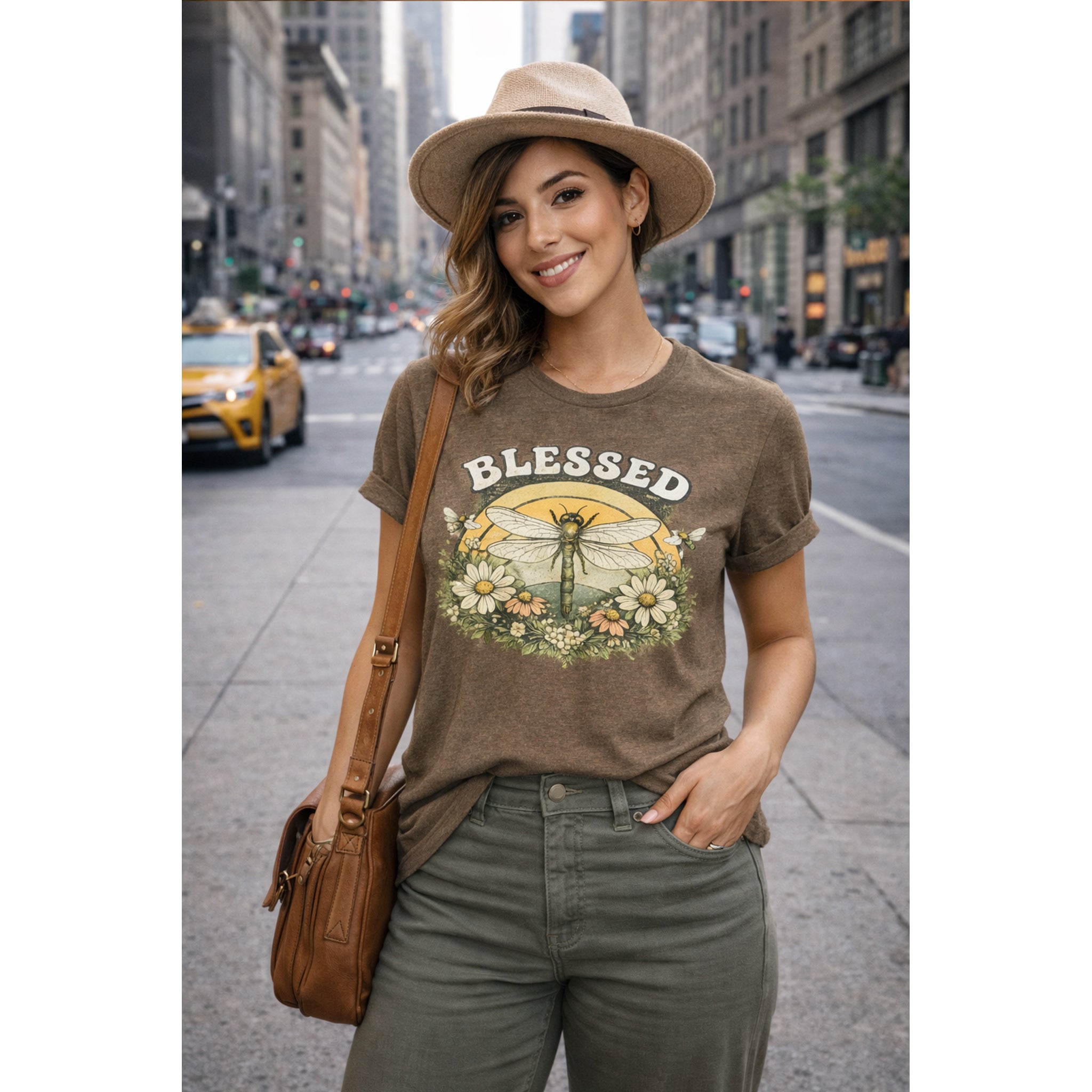 Blessed Dragonfly Shirt Floral Nature T Shirt Boho Faith Tee Vintage Botanical Graphic