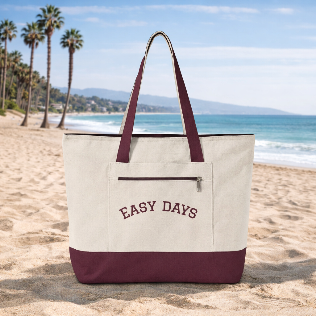 Easy Days canvas tote | Zippered canvas tote, front pocket